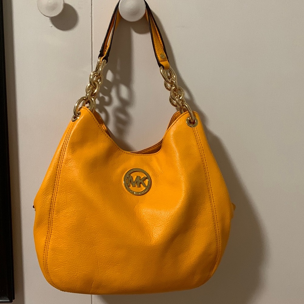 Make an offer! Michael Kors Fulton Chain Yellow Pebbled Leather Medium Tote